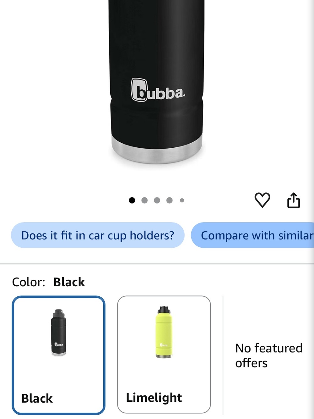 bubba Black Insulated Travel Bottle